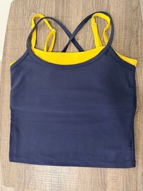 Women's Navy and Yellow Sprots Bra size L